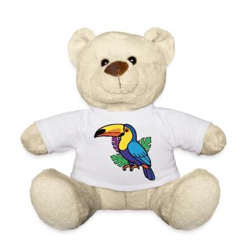 Colorful Tropical Toucan - Teddy Bear - white - Front