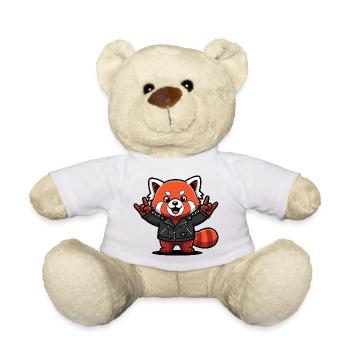 Roter Panda in Lederjacke - Teddy - Weiß - Vorne
