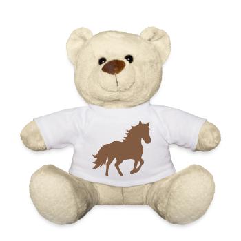 Silhouettes de cheval Cadeau Cavalier - Nounours - blanc - Devant