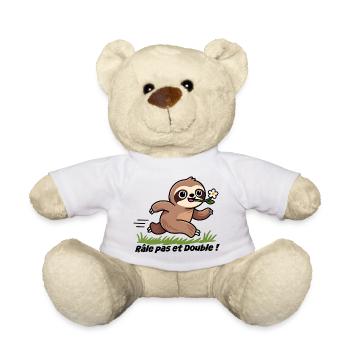 Curious Sloth and Flower - Teddy Bear - white - Front