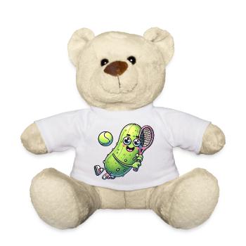 Lustige Gurke Spielt Tennis Kawaii - Teddy - Weiß - Vorne