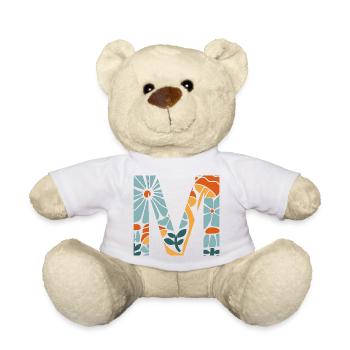 Letter m flowers groovy gift idea - Teddy Bear - white - Front