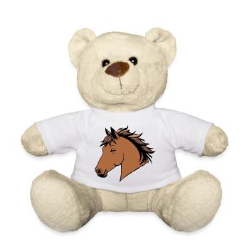 Cheval Chevaux Tête de cheval T-shirt Cadeau Cavalier - Nounours - blanc - Devant