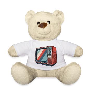 Retro TV Stripes Vintage Pattern - Teddy Bear - white - Front