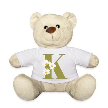 Letter k green daisies - Teddy Bear - white - Front