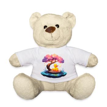 Ente auf rosiger Bauminsel - Teddy - Weiß - Vorne