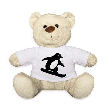 Minimalistischer Pinguin Snowboard Winterurlaub - Teddy - Weiß - Vorne