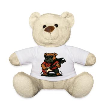 Rock Bulldog spielt E-Gitarre Cartoon Art - Teddy - Weiß - Vorne