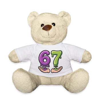 67 - Funny Brainrot T-Shirt - Teddy Bear - white - Front