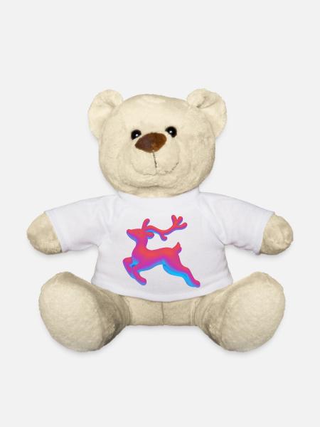 Chromatic Neon Fawn - Teddy Bear - white