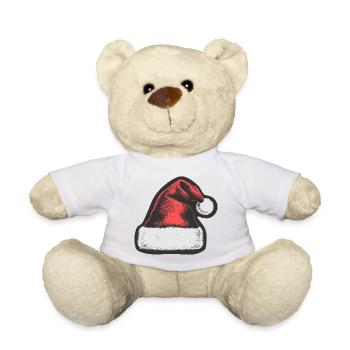 Rote Weihnachtsmütze - Teddy - Weiß - Vorne