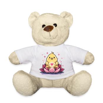 Chick on lotus heart - Teddy Bear - white - Front
