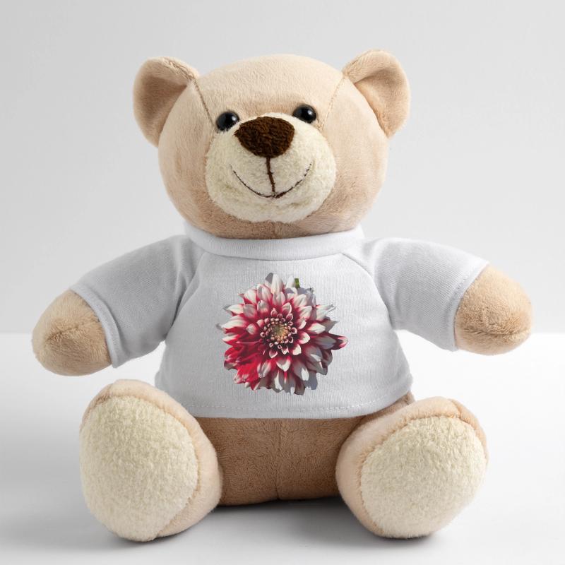 Red White Dahlia Teddy Bear