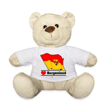 Burgenland-Flagge mit Herz - Teddy - Weiß - Vorne