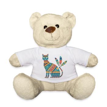 Native AmeriCan Purr-oud Cat lover texture tribal - Teddy Bear - white - Front