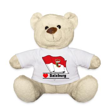Salzburg Flag with Heart - Teddy Bear - white - Front