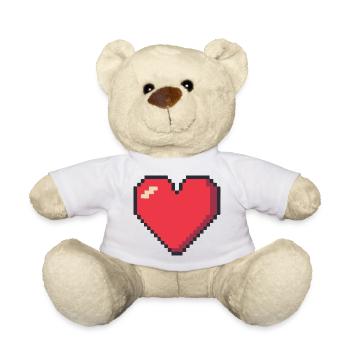 Pixel Art Herz Rot 8-Bit Retro Liebe - Teddy - Weiß - Vorne