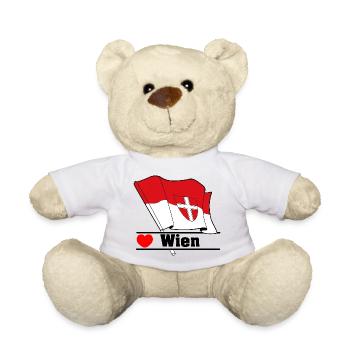 Wien Flag with Heart - Teddy Bear - white - Front
