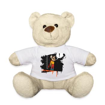 Superheld Maus im Regen auf Dach im Grunge Stil - Teddy - Weiß - Vorne