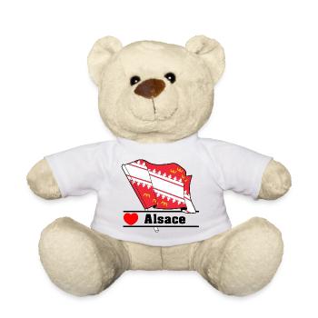 Elsass-Flagge + Herz + Text "Elsass" - Teddy - Weiß - Vorne