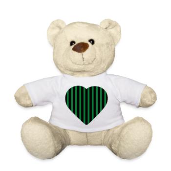 Striped green heart Gårdakvarnen - Teddy Bear - white - Front