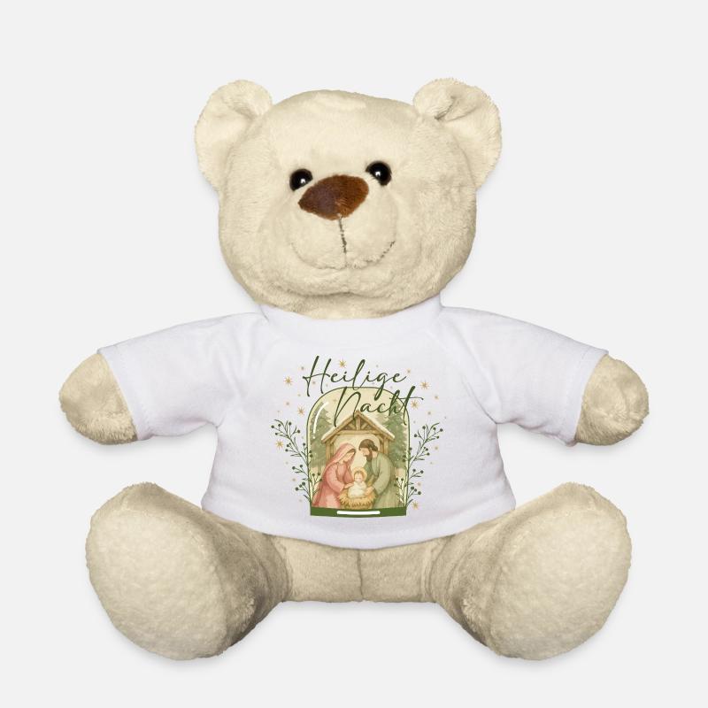 Heilige Nacht Krippenlicht im Glasdom  - Teddy - Weiß