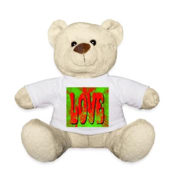 Liebe im Retro Tie Dye Stil - Teddy - Weiß - Vorne