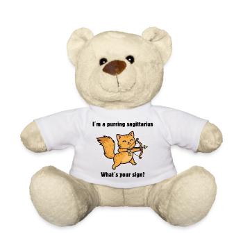 Sternzeichen Schütze Katze – Cute Zodiac Cat - Teddy - Weiß - Vorne