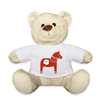 Dala Horse Christmas Sweden Stockholm Decoration Xmas - Teddy Bear - white - Front