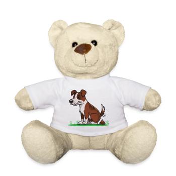 Sitting dog with cartoon farts - Teddy Bear - white - Front