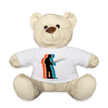 Retro Fisherman Silhouette Vintage Fishing Dad - Teddy Bear - white - Front
