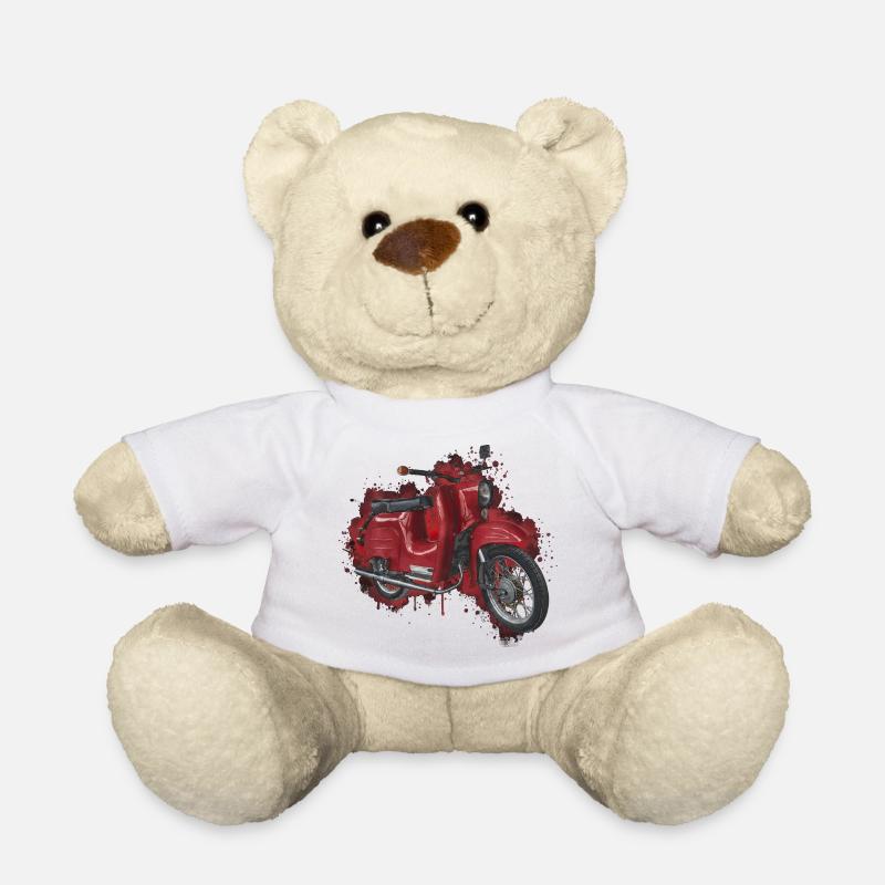 DDR Ost-Moped Schwalbe Aquarell – Kultfahrzeug - Teddy - Weiß