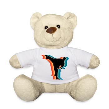 Retro Judo Karate Kampfsport-Silhouetten-Geschenk - Teddy - Weiß - Vorne