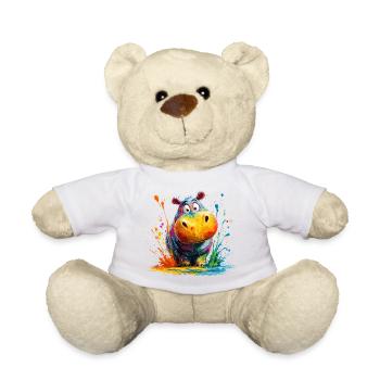 Colorful Hippo Splash - Teddy Bear - white - Front