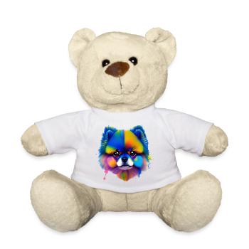 Pomeranian Dog Colorful Splash Art Portrait - Teddy Bear - white - Front