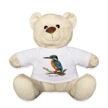 Bunter Eisvögel auf Ast - Teddy - Weiß - Vorne