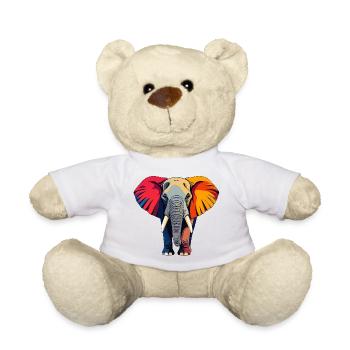 Large Colorful Elephant PopArt Elephant Motif - Teddy Bear - white - Front