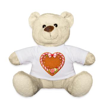 Gingerbread heart motif for self-labeling - Teddy Bear - white - Front