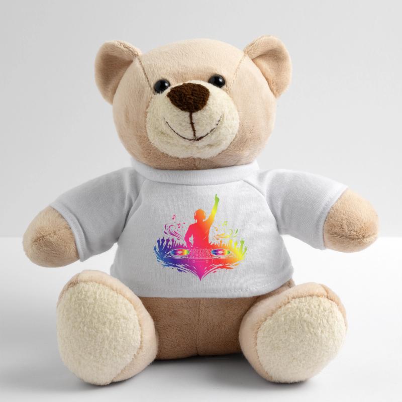 Bunter DJ mit Turntables und Beats Teddy