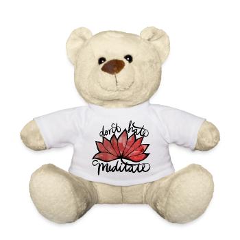 Crimson Watercolor Leaf Arc - Teddy Bear - white - Front