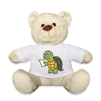 Langsame Schildkröte mit Papier - Teddy - Weiß - Vorne