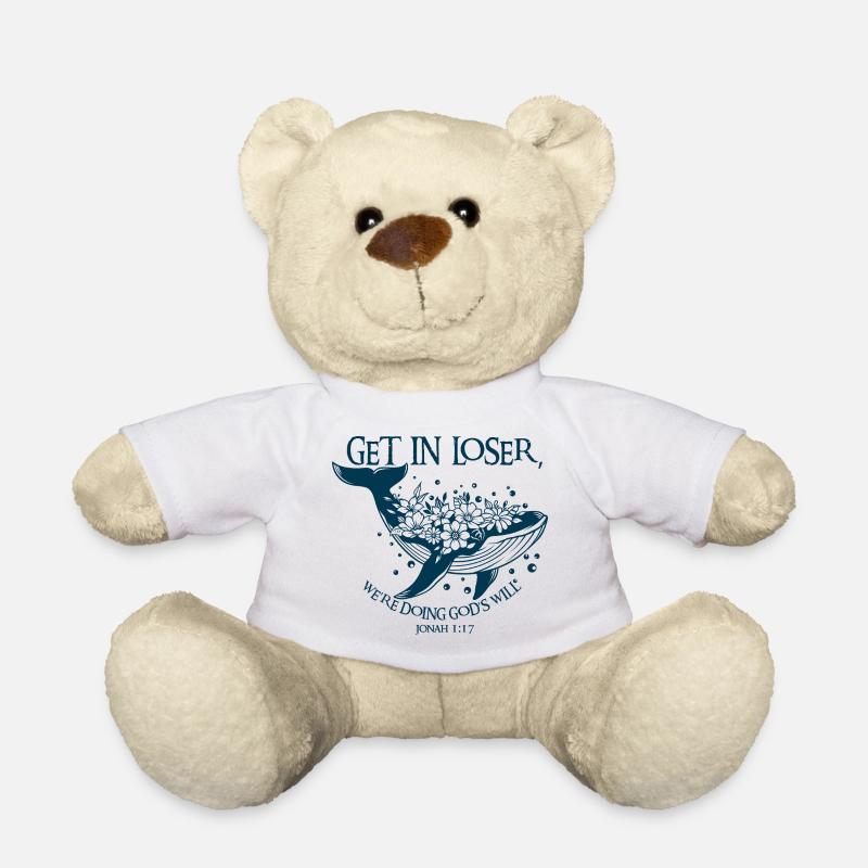 Flower Whales Bible Verse Illustration - Teddy Bear - white