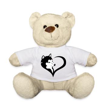 Husky silhouette with blue eye - Teddy Bear - white - Front