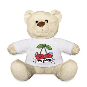 Cherries Twins Es sind Zwillinge Baby-Ankündigung - Teddy - Weiß - Vorne