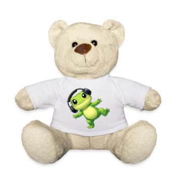 Süßer Frosch Kröte Unke mit Kopfhörern Tanzen Tech - Teddy - Weiß - Vorne
