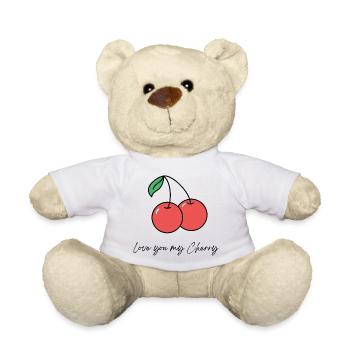 Doppelkirsche mit Liebeserklärung - Teddy - Weiß - Vorne