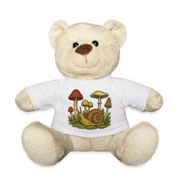 Whimsical Mushroom Snail Sketch - Teddy Bear - white - Front