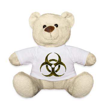 Yellow Biohazard Symbol - Teddy Bear - white - Front