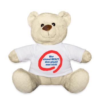 Merzt Spruch im roten Kreis - Teddy - Weiß - Vorne