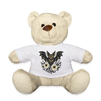 Night Bat Flower Ornament - Teddy Bear - white - Front
